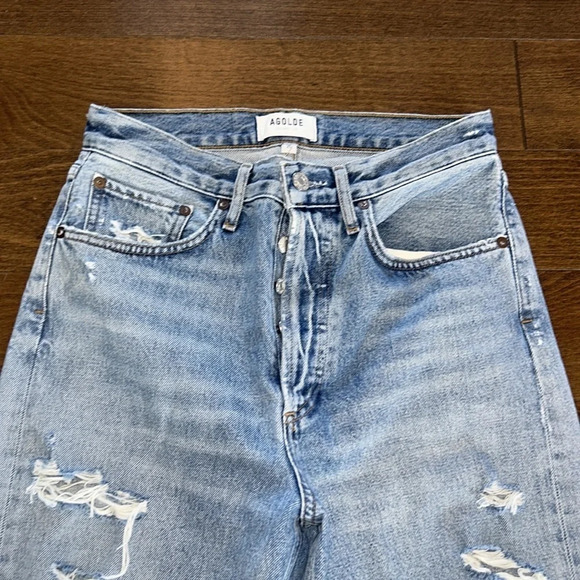 Agolde 90'S Mid Rise Distressed Loose Fit CROPPED in Major - Picture 7 of 12